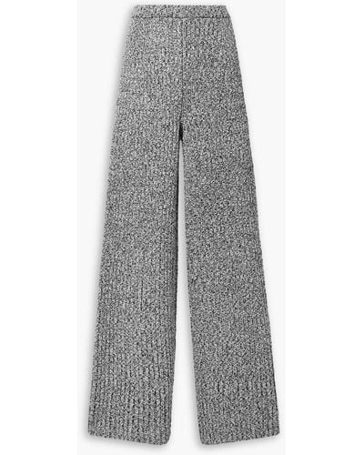 Proenza Schouler Ribbed Bouclé-knit Wide-leg Pants - Grey