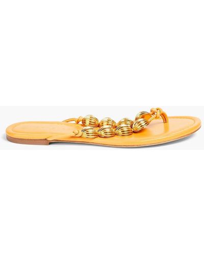 Tory Burch Embellished Leather Sandals - Metallic