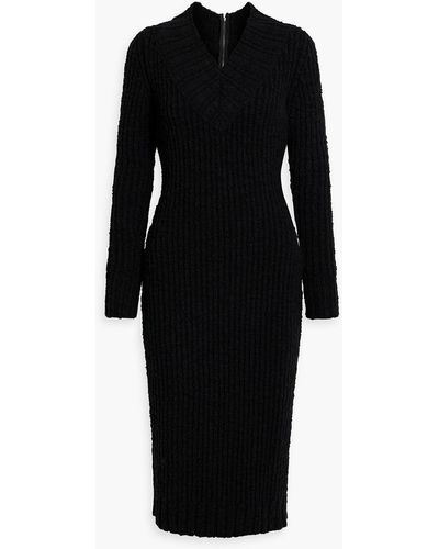 Dolce & Gabbana Ribbed Wool Midi Dress - Black