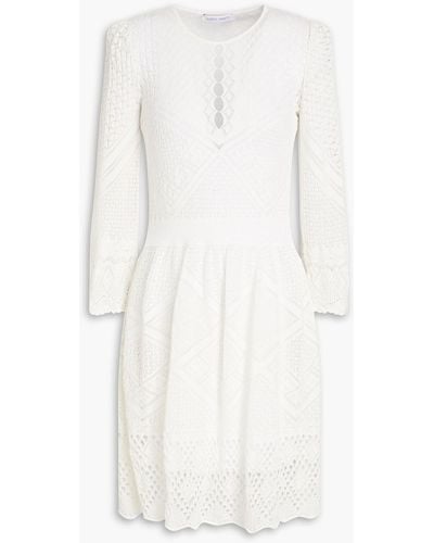 Alberta Ferretti Cutout Pointelle-knit Cotton Mini Dress - White
