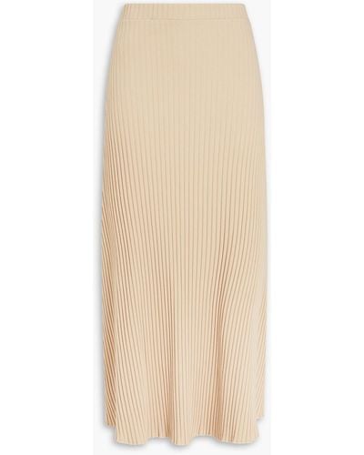 Mother Of Pearl Ribbed Cotton-blend Jersey Midi Skirt - Natural