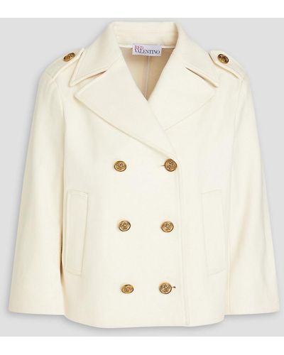 RED Valentino Double-breasted Camel Wool-blend Blazer - Natural
