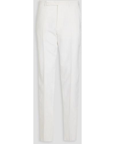Emporio Armani Cotton And Silk-blend Jacquard Pants - White