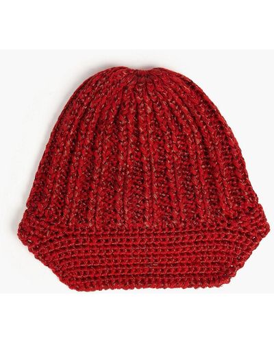 Missoni Metallic Ribbed-knit Beanie - Red