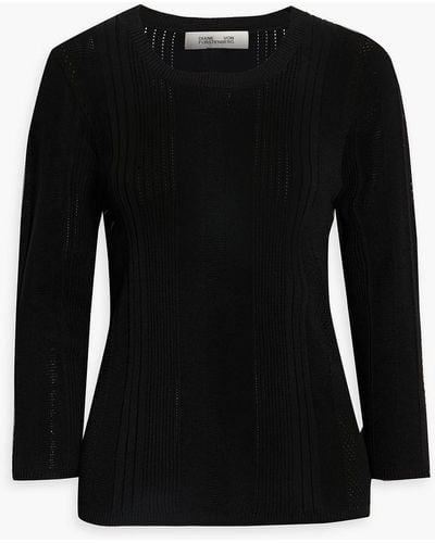 Diane von Furstenberg Vlada Pointelle-knit Sweater - Black
