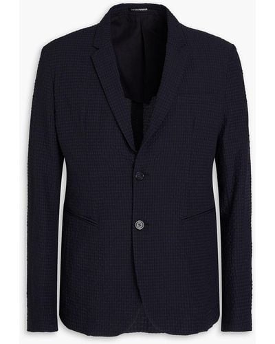 Emporio Armani Seersucker Suit Jacket - Blue
