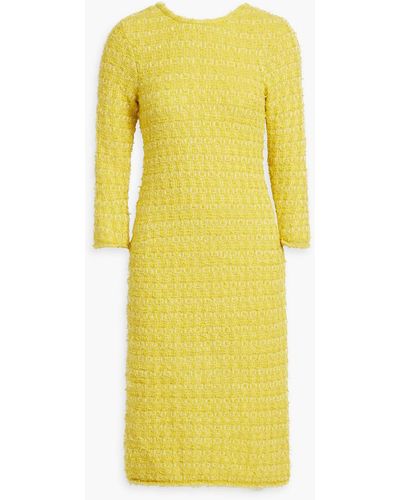 Balenciaga Metallic Tweed Midi Dress - Yellow