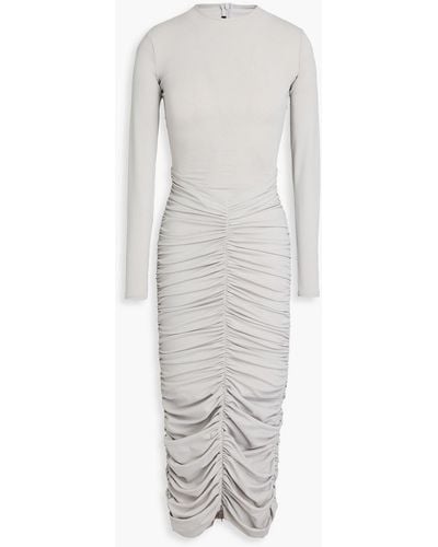 Alex Perry Ruched Stretch-jersey Midi Dress - White