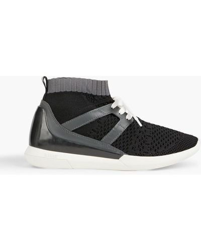 Bally Aveline Leather-trimmed Stretch-knit High-top Trainers - Black