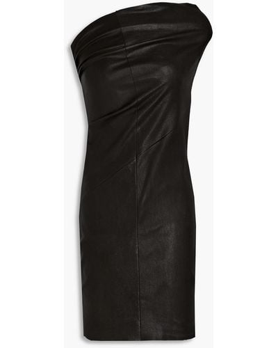 Rick Owens One-shoulder Stretch-leather Mini Dress - Black