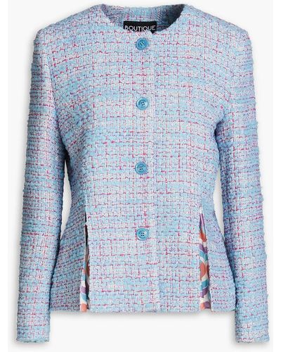 Boutique Moschino Pleated Bouclé-tweed Jacket - Blue