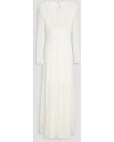 Philosophy Di Lorenzo Serafini Embroidered Glittered Tulle Gown - White