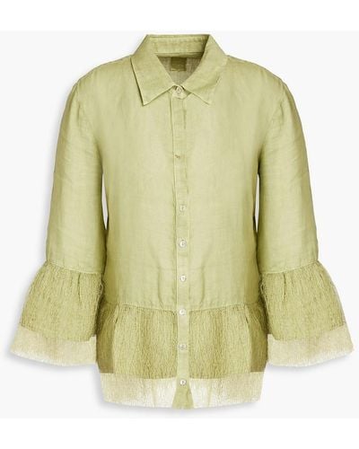 120% Lino Lace-trimmed Linen Shirt - Green