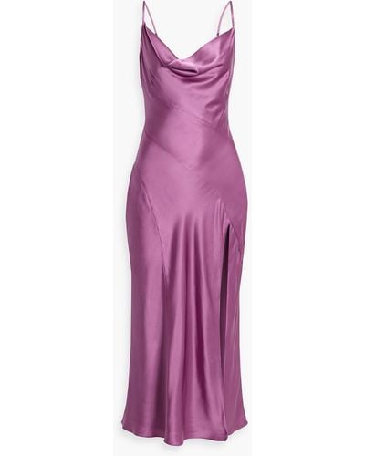 Nicholas Lennon Draped Silk-satin Midi Dress - Purple