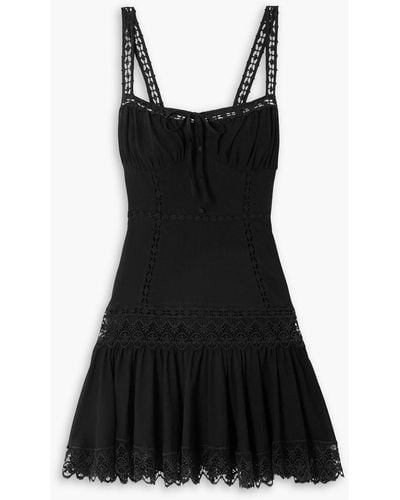 Charo Ruiz Elodie Guipure Lace-trimmed Cotton-blend Voile Mini Dress - Black
