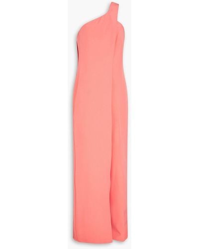 Halston Juli One-shoulder Layered Crepe Wide-leg Jumpsuit - Pink