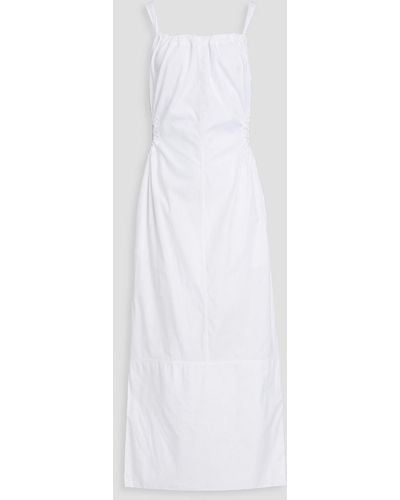 Bassike Cutout Gathered Cotton-poplin Max Dress - White