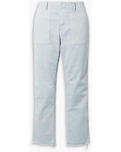 Nili Lotan Jenna Cropped Cotton-blend Twill Straight-leg Trousers - Blue