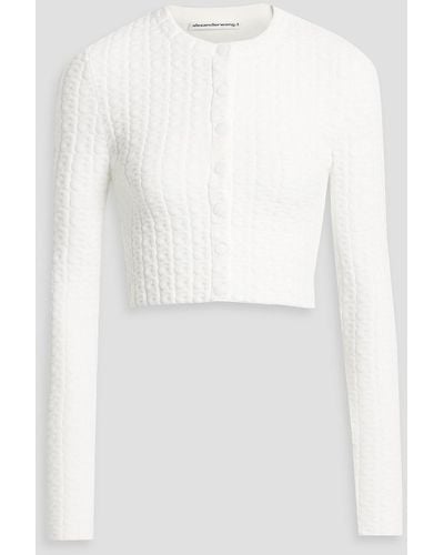 T By Alexander Wang Cropped Jacquard-knit Cardigan - White