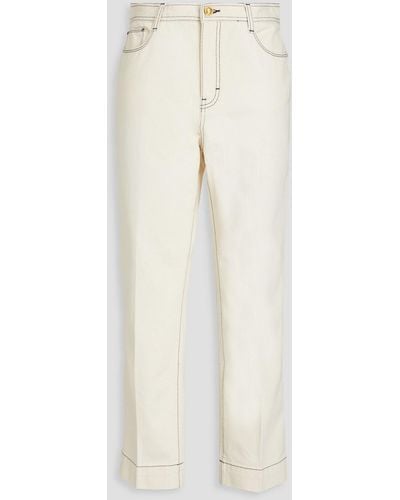 Tory Burch Cropped High-rise Straight-leg Jeans - White