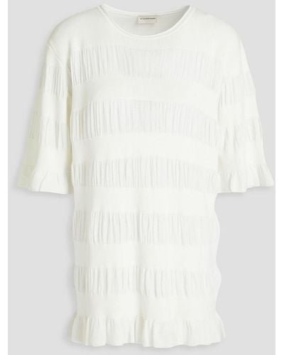 By Malene Birger Eurya Gathered Ribbed-knit Top - White