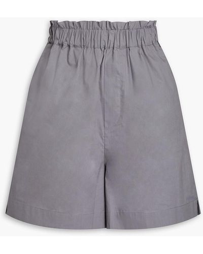 REMAIN Birger Christensen Organic Cotton-poplin Shorts - Grey