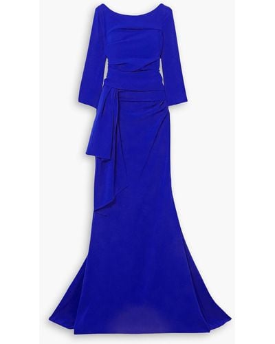 Talbot Runhof Ruched Draped Crepe Gown - Blue