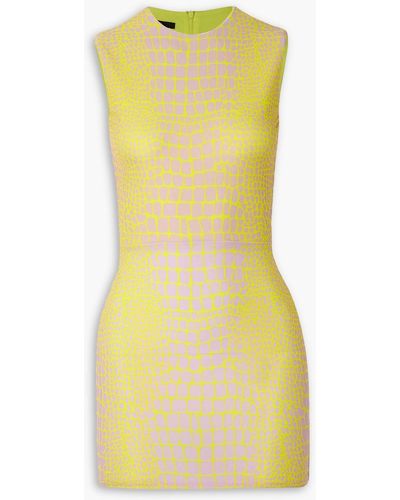 Alex Perry Dallon Printed Stretch-jersey Mini Dress - Yellow