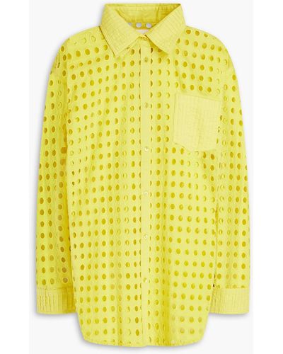 Solid & Striped The oxford hemd aus baumwolle mit lochstickerei - Gelb