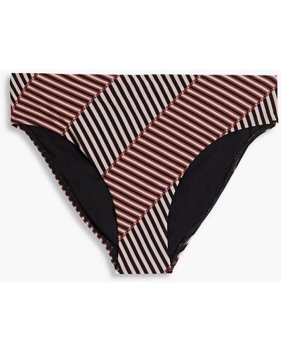 Jets by Jessika Allen Raya Striped Mid-rise Bikini Briefs - Black
