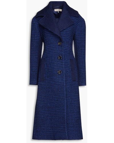 Emilio Pucci Brushed felt-paneled wool-blend tweed coat - Blau