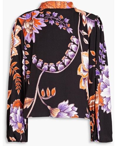 Hayley Menzies Jesse Gathered Floral-print Crepe Blouse - White