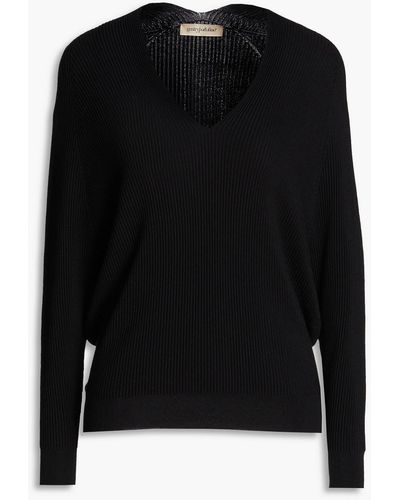Gentry Portofino Silk And Cotton-blend Sweater - Black