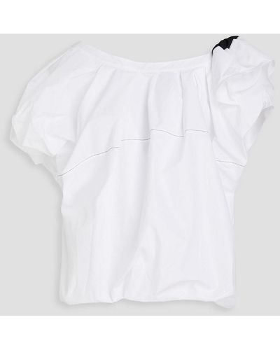 3.1 Phillip Lim One-shoulder Ruffled Cotton-blend Poplin Top - White
