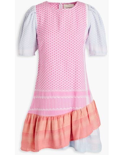 Summery Copenhagen Soffi Color-block Cotton-jacquard Mini Dress - Pink