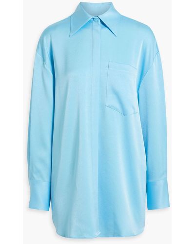 Alex Perry Lovell Oversized Satin-crepe Shirt - Blue