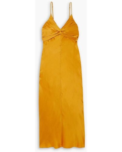TOVE Sofia Bow-detailed Silk-satin Midi Dress - Yellow