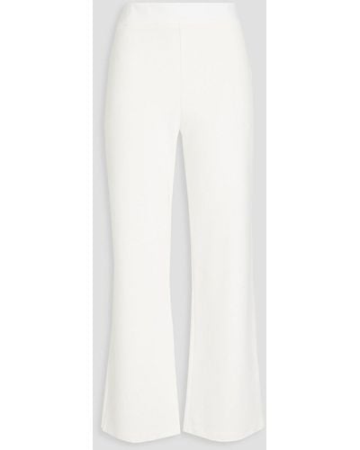 Emporio Armani Cropped Ribbed Jersey Flared Trousers - White