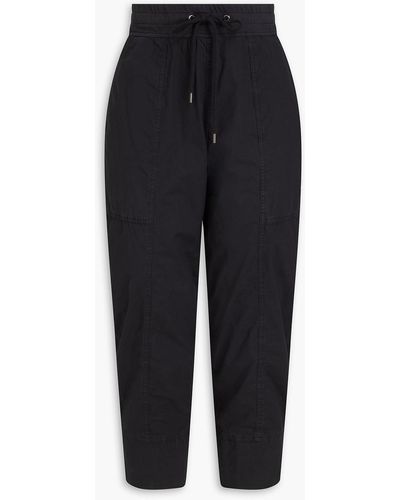 James Perse Cropped Stretch Cotton-poplin Tapered Trousers - Black