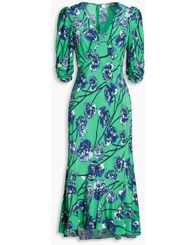 Diane von Furstenberg Tati Floral Jersey Midi Dress - Green