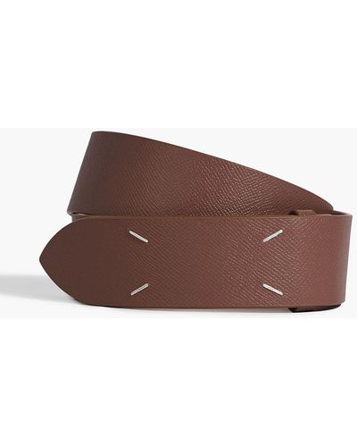 Maison Margiela Pebbled-leather Belt - Brown