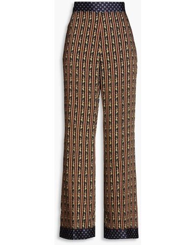 Sandro Printed Twill Bootcut Trousers - Brown