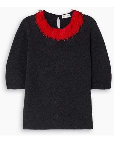 Dries Van Noten Sequin-embellished Merino Wool Jumper - Red