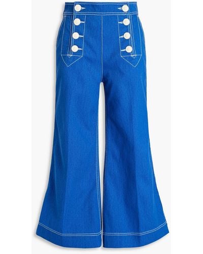 Zimmermann Embroidered High-rise Kick-flare Jeans - Blue