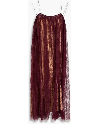 Khaite Sadie Chantilly Lace Midi Slip Dress - Purple