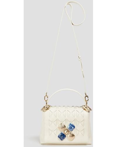 Serapian 1928 Embellished Woven Leather Tote - White