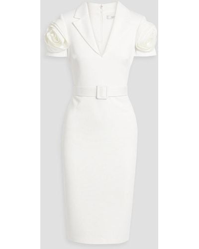 Badgley Mischka Appliquéd Scuba Dress - White