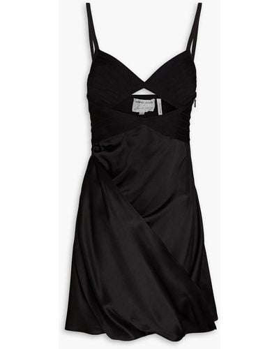 Hervé Léger Bandage-paneled Cutout Silk-satin Mini Dress - Black