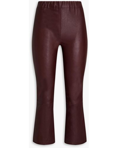 Walter Baker Lori Cropped Leather Bootcut Pants - Red