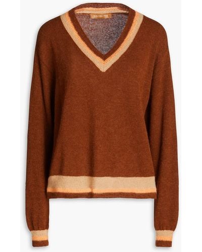 Rejina Pyo Striped Alpaca-blend Sweater - Brown